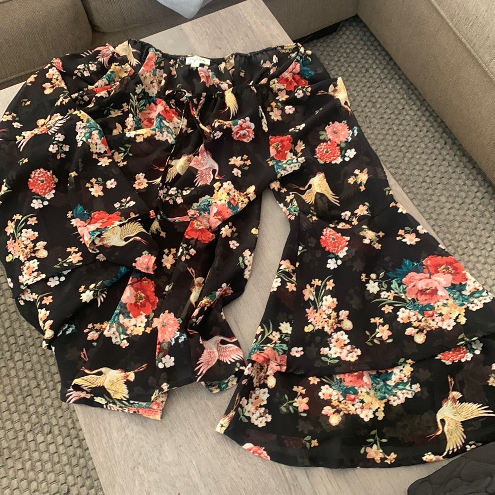 Beautiful Sheer Blouse with Birds